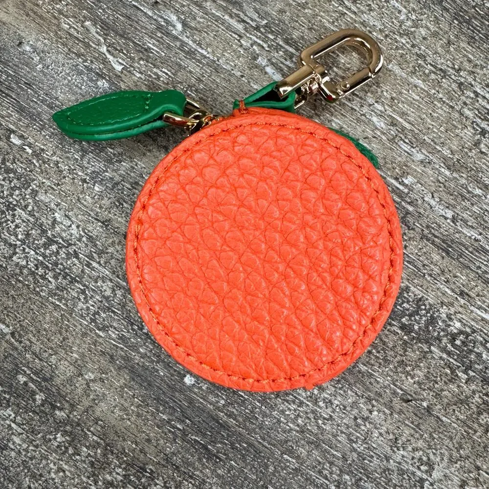 Orange Pouch Purse Charm Orange Bag Charm Fruit Keychain NeW FAST SHIP